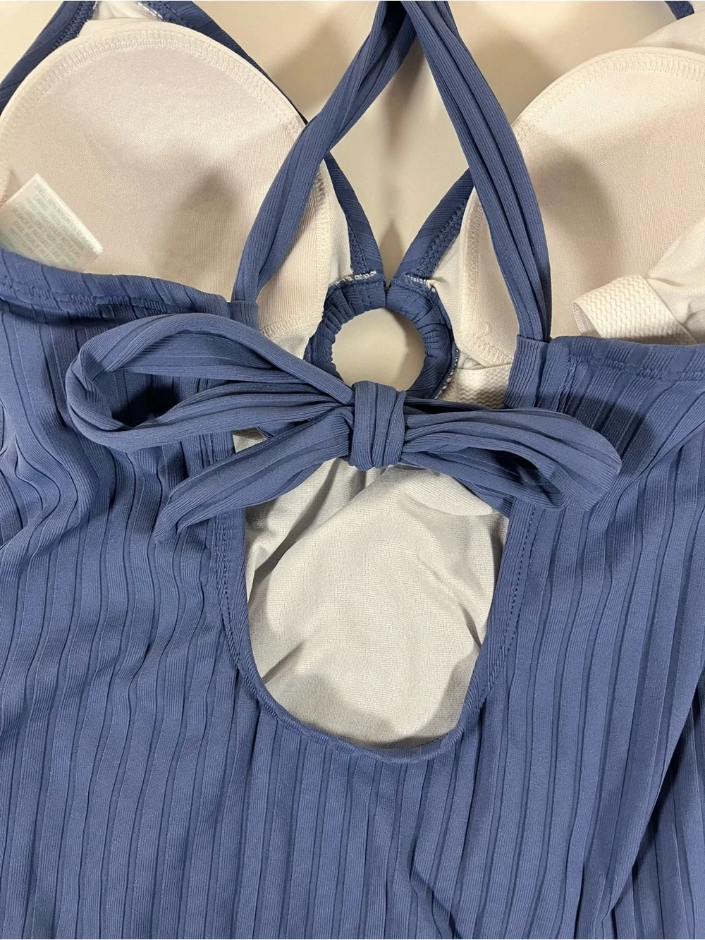 Kona Sol Ribbed One-Piece Swimsuit Dusty Blue, size small